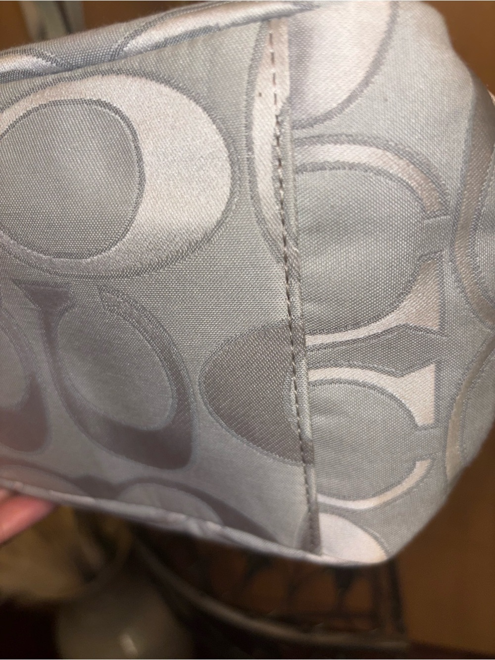 Coach F19422 Gray Signature Multifunctional Travel Tote with Metallic Accent - Picture 14 of 17